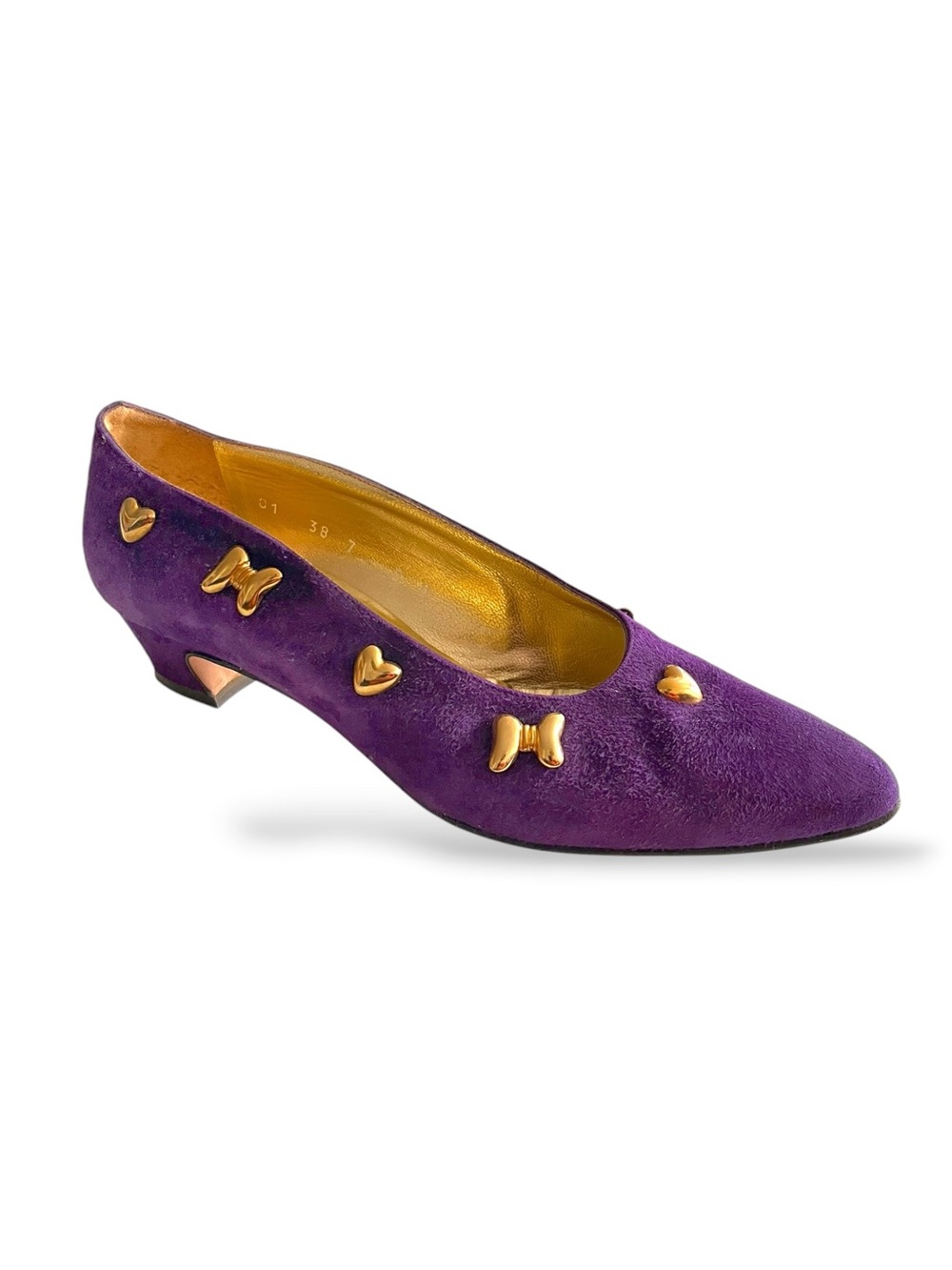 Escada Purple Suede Block Heel Pumps, 7